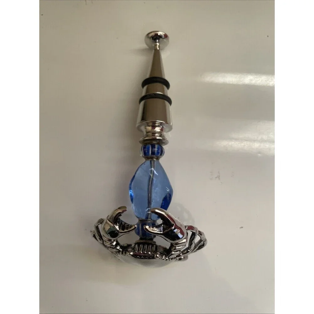 Metal Crab Blue  Art Glass Wine‎ Bottle Stopper Crustacean Zodiac Sign Cancer